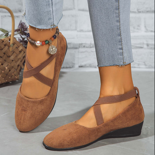 Damen Komfort-Keilabsatz-Ballerina aus Veloursleder EB