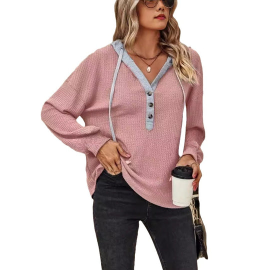 Damen Oversized Pullover mit Knopfleiste EB