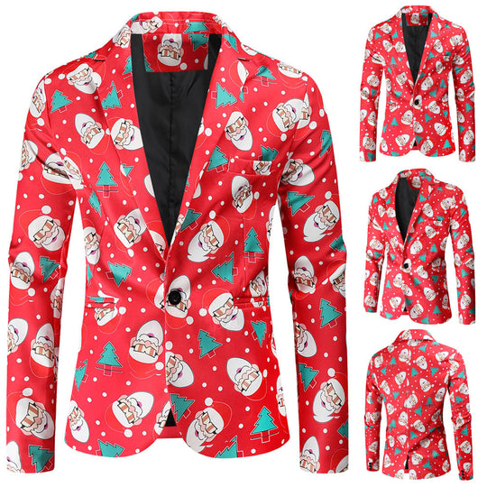 Herren festlicher Blazer mit fröhlichem Weihnachtsdesign EB