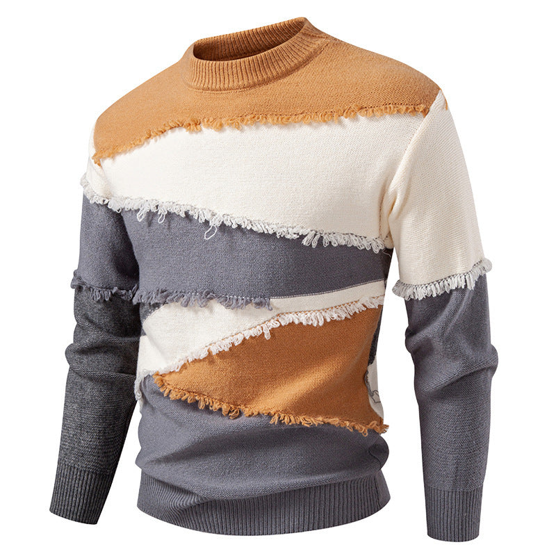 Herren modischer Pullover mit fransigen Details EB