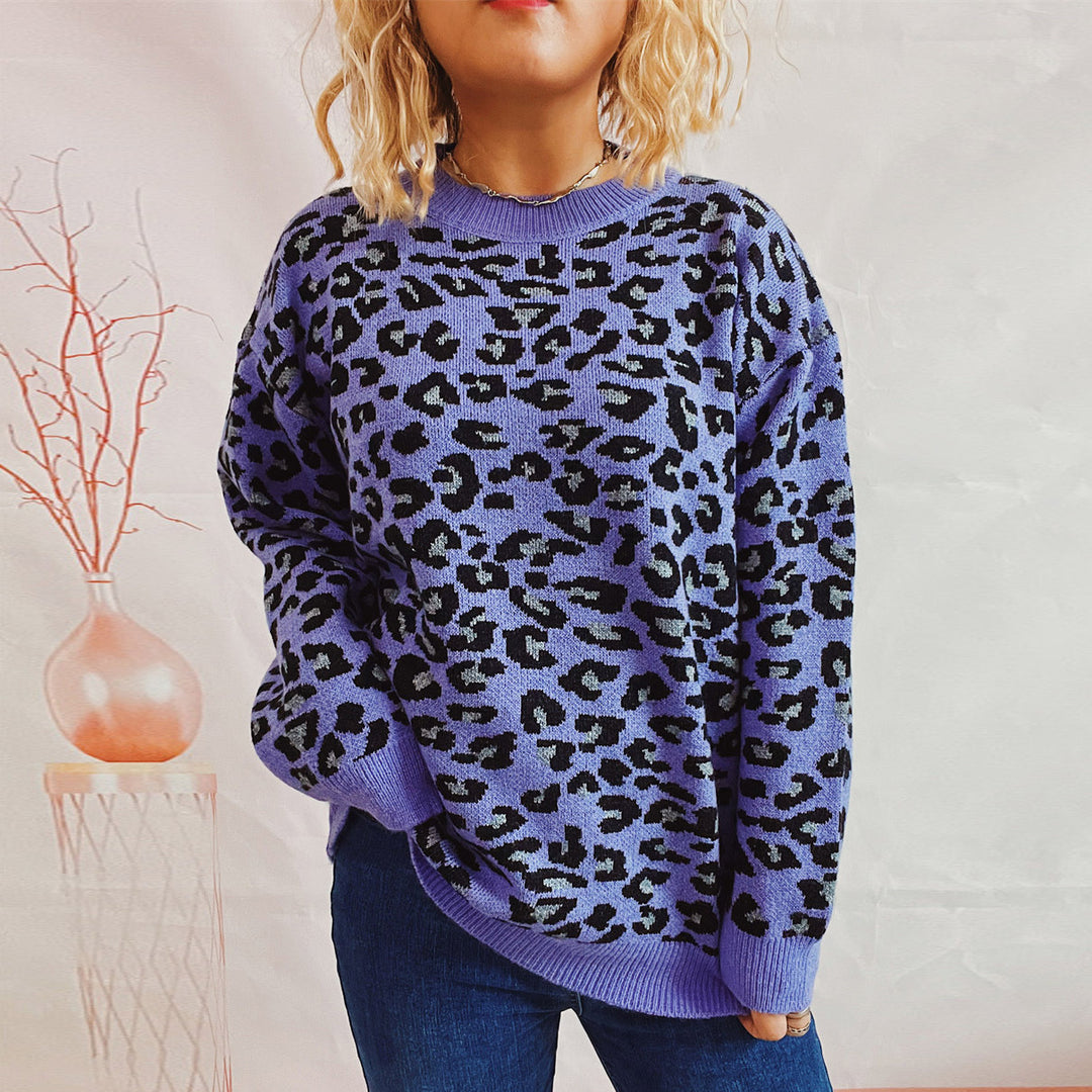 Damen legerer Pullover mit tierischem Muster EB