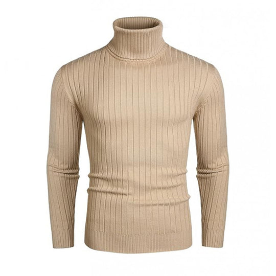 Herren nan gerippter Feinstrick-Rollkragenpullover Slim Fit EB