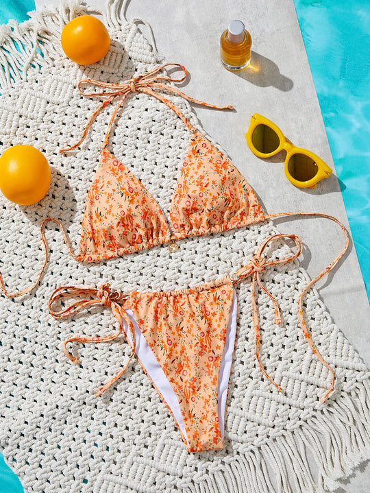 Damen Triangel-Bikini mit verspielten Bindebändern EB