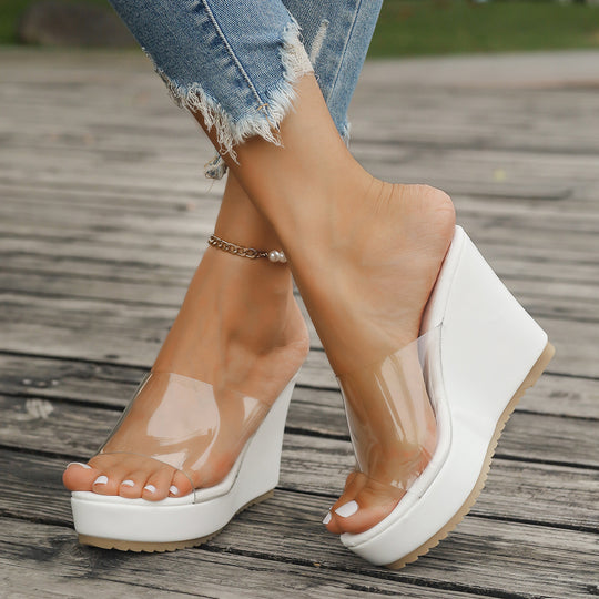 Damen Plattform-Sandalen mit transparentem Obermaterial und rutschfester Sohle EB