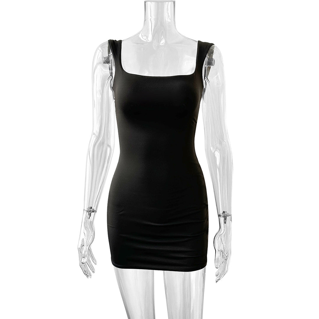 Damen figurbetontes Minikleid mit quadratischem Ausschnitt EB