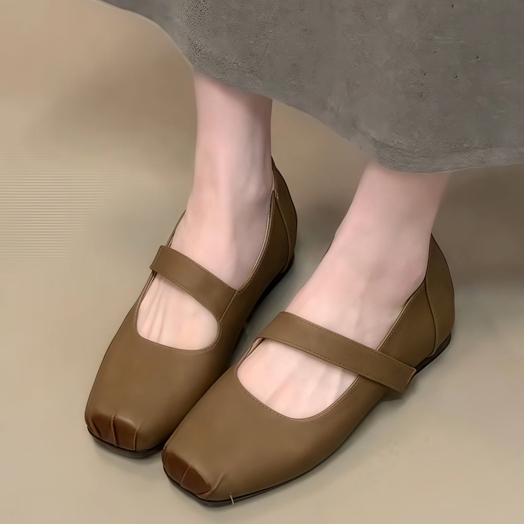 Damen Ballerinas mit verstellbarem Riemen und flexiblem Komfortfußbett EB