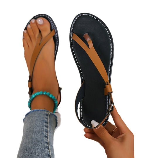 Damen Zehentrenner-Sandalen mit elegantem Riemendesign und komfortablem Fußbett EB