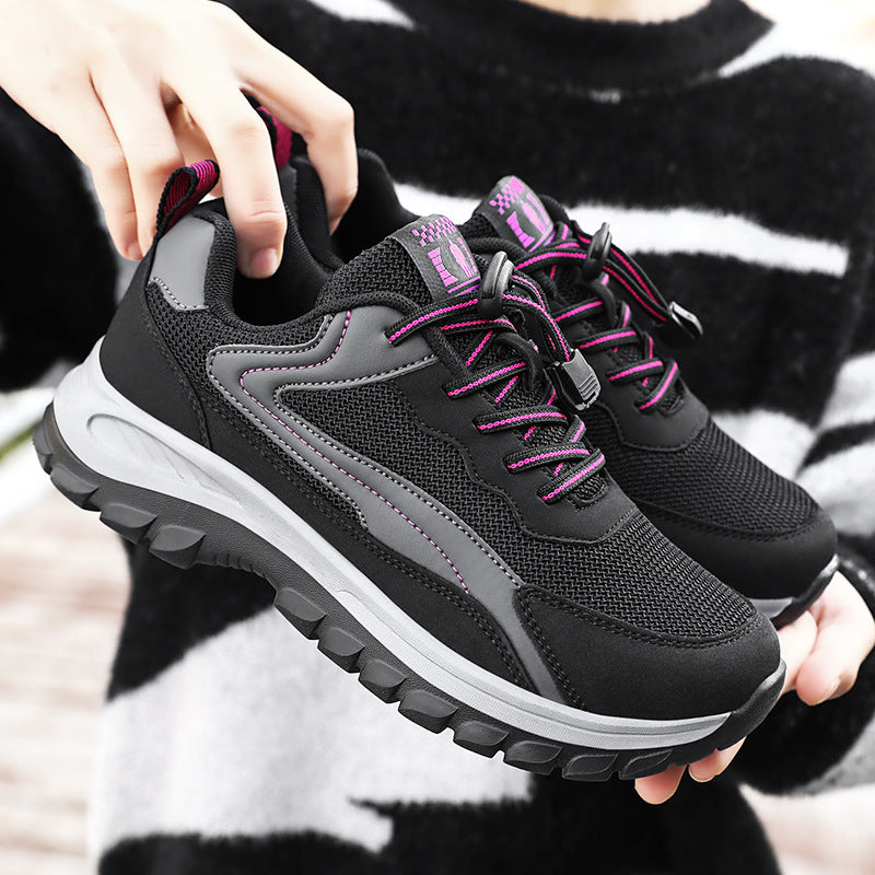 Damen sportliche Laufschuh mit atmungsaktivem Obermaterial und elastischen Schnellschnürsystem EB
