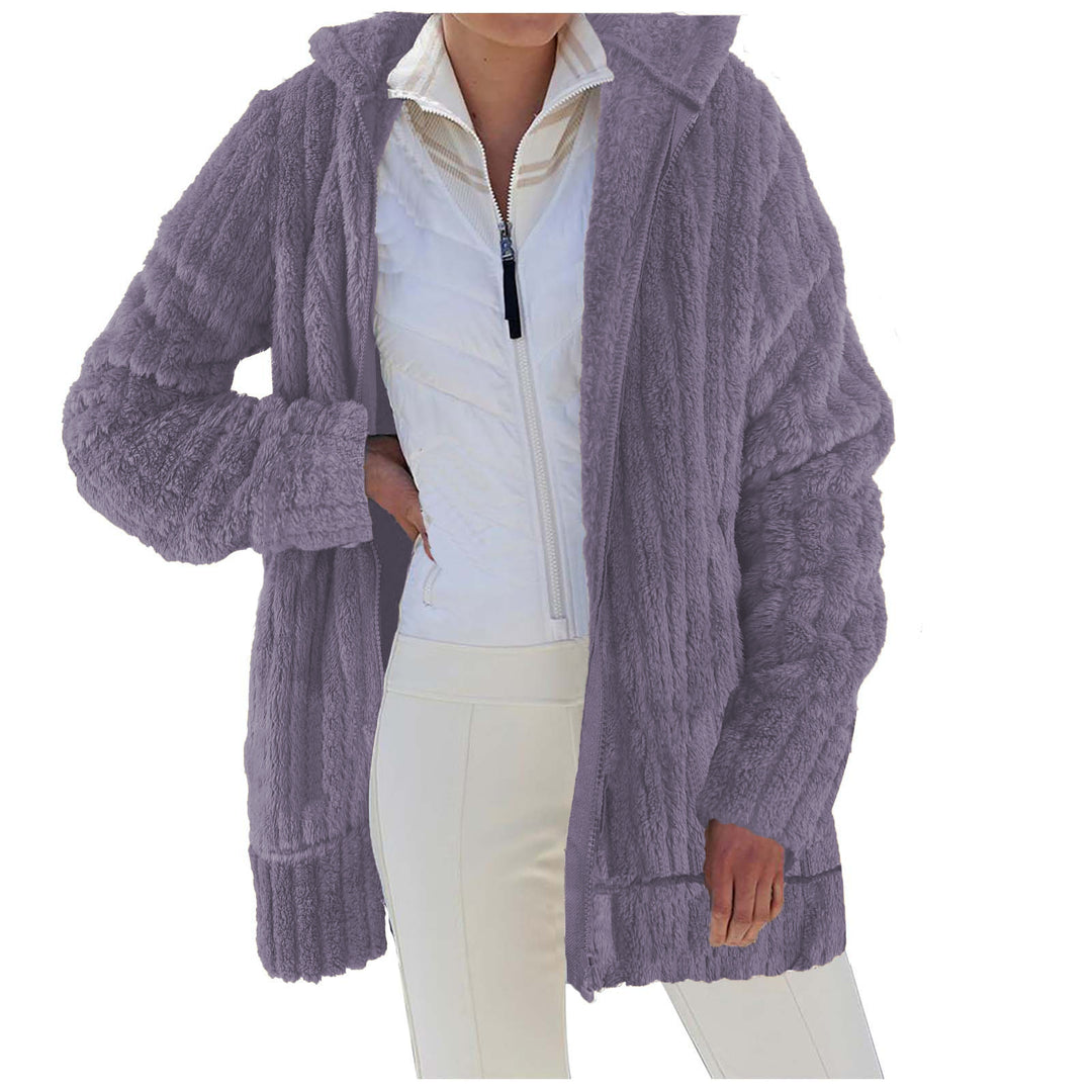 Damen Flauschige Kuscheljacke mit praktischen Taschen EB