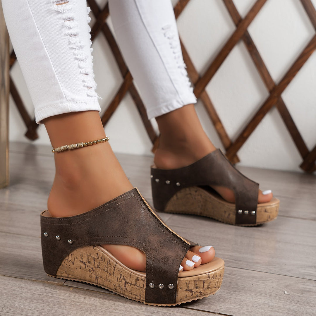Damen Keil-Sandalen mit anatomischer Fußbettung und modischen Cut-Outs EB