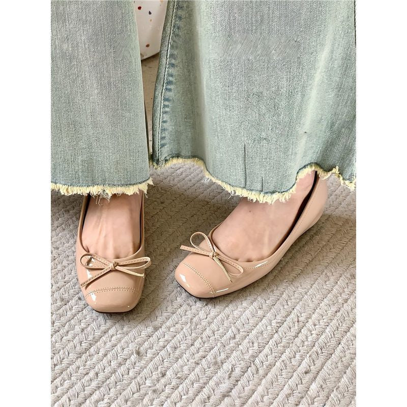 Damen elegante Ballerinas mit zarter Schleifenverzierung EB