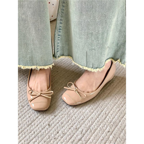 Damen elegante Ballerinas mit zarter Schleifenverzierung EB