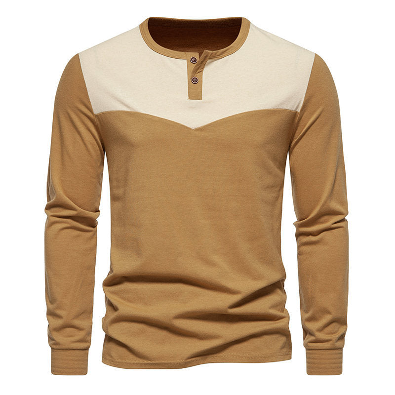 Herren Langarm-Henley-Shirt mit kontrastierenden Akzenten EB