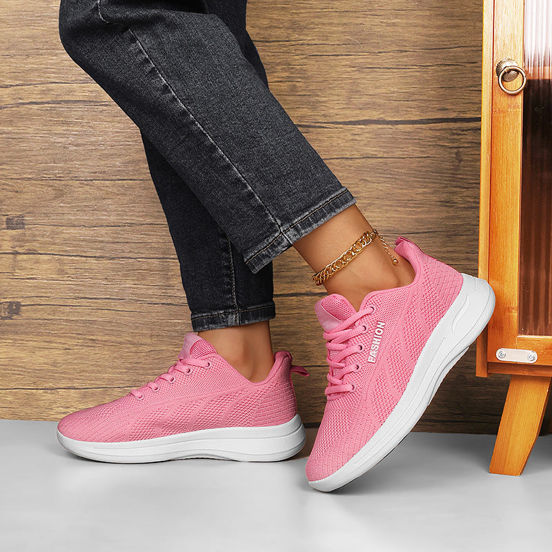 Damen Sportliche Lifestyle Sneakers aus atmungsaktivem Mesh mit dämpfender Sohle EB