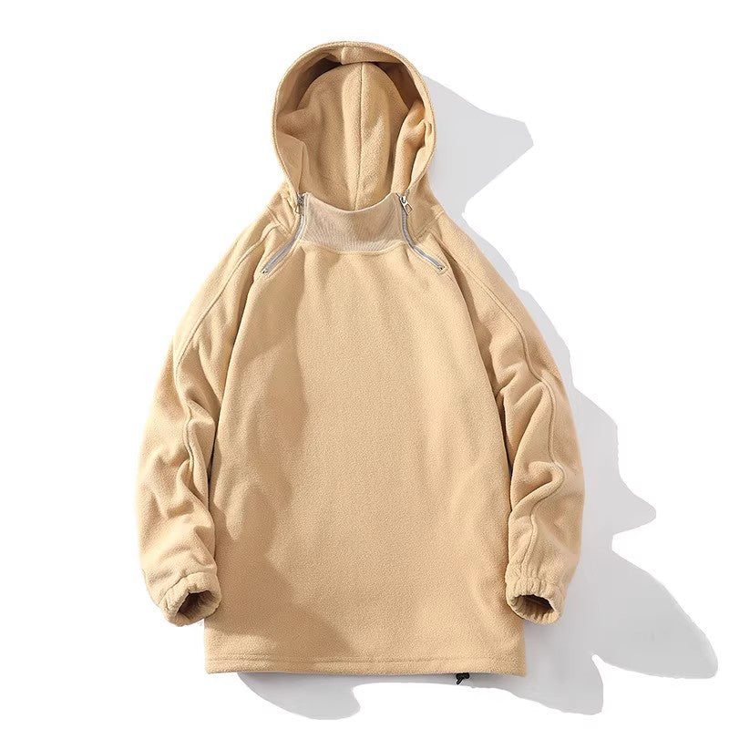 Herren Fleece Hoodie mit Reißverschluss und hohem Kragen EB