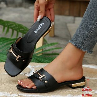 Damen modische Riemchen-Sandalen mit eleganter Schnallenverzierung EB