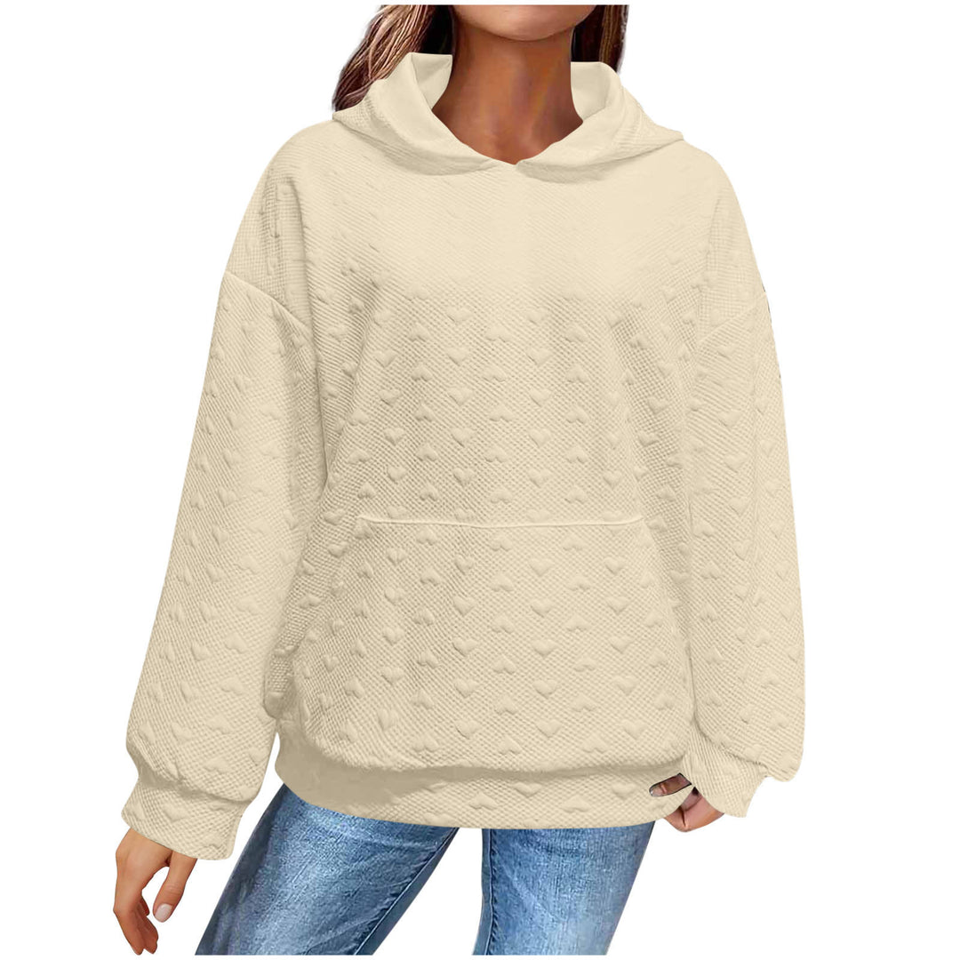 Damen Kapuzenpullover mit strukturiertem Herzmuster EB