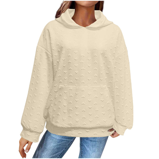 Damen Kapuzenpullover mit strukturiertem Herzmuster EB