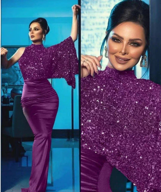 Damen Glitzerndes Abendkleid mit asymmetrischem Schnitt EB