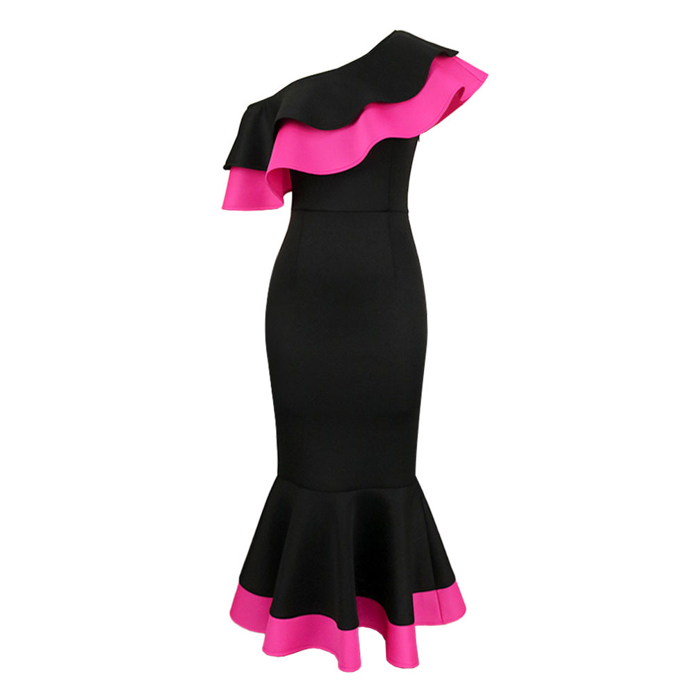 Damen Exquisites schulterfreies Wickelkleid mit voluminösem Rüschensaum EB