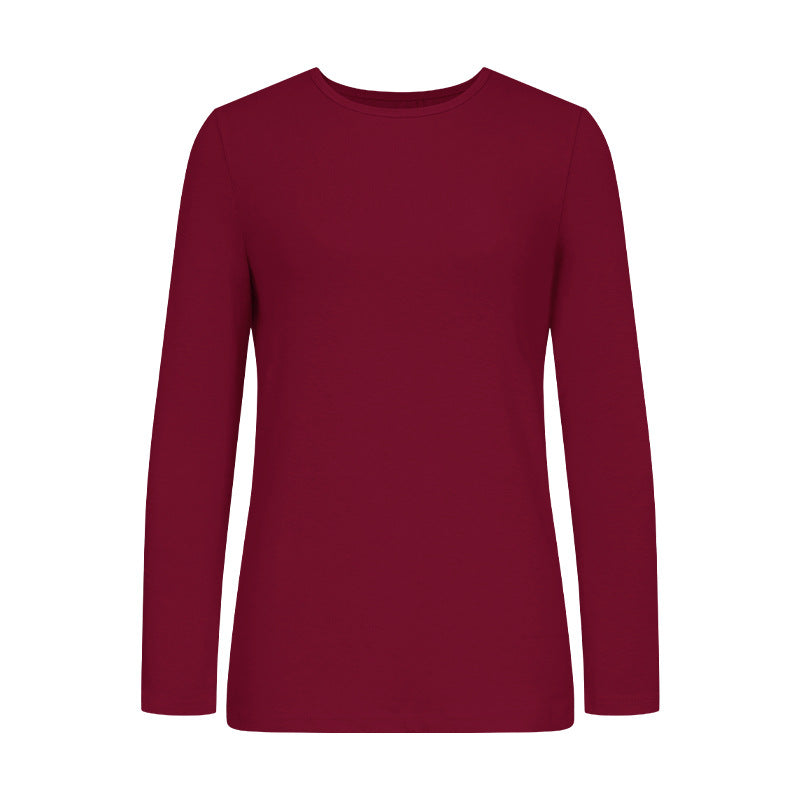 Damen Langarm-T-Shirt aus hochwertiger Baumwolle mit Rundhalsausschnitt EB