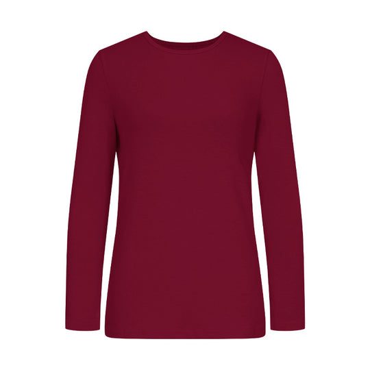 Damen Langarm-T-Shirt aus hochwertiger Baumwolle mit Rundhalsausschnitt EB