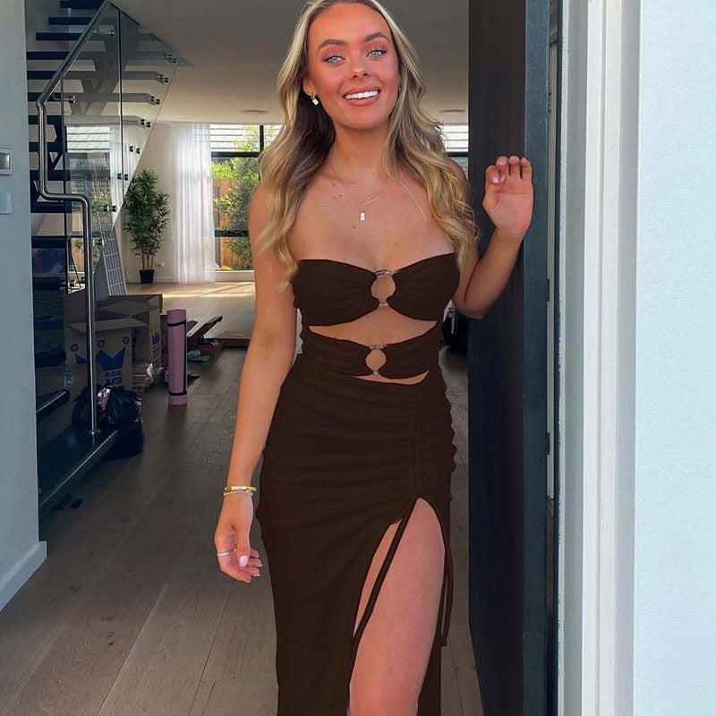 Damen Figurumspielendes Maxikleid mit Cut-Outs und hohem Schlitz EB
