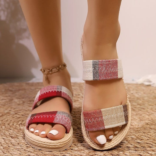 Damen komfortable Riemchen-Sandalen mit geflochtenem Design EB