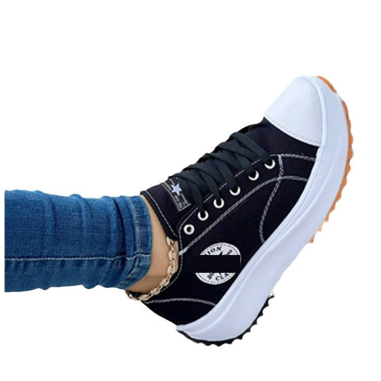 Damen Plateau-Canvas-Sneaker mit profilierter Gummilaufsohle und gepolstertem Komfortfußbett EB