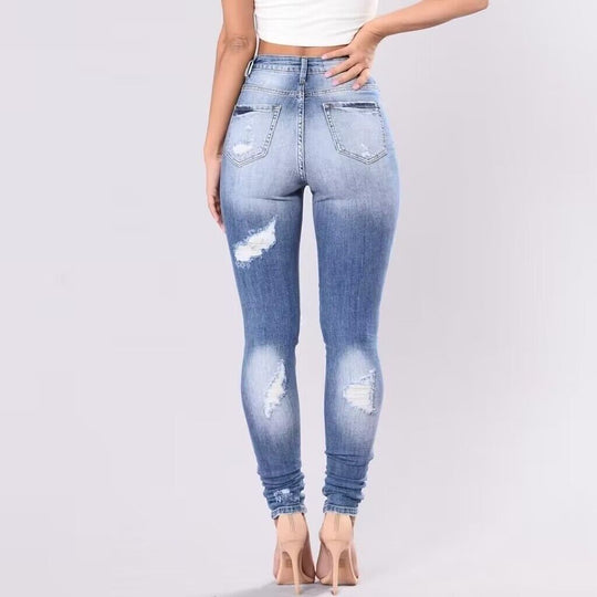 Damen Skinny Ripped Jeans mit modernem Used-Look EB