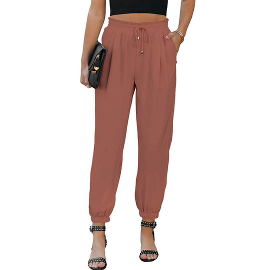 Damen Lässige Freizeithose mit Elastischem Bund und Praktischen Taschen EB