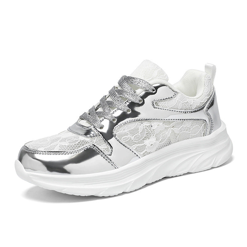Damen Sneaker mit glänzendem Obermaterial und spitzenförmigem Design EB