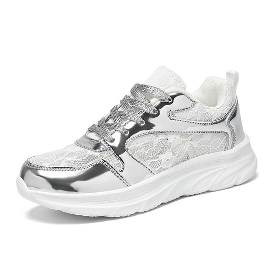 Damen Sneaker mit glänzendem Obermaterial und spitzenförmigem Design EB