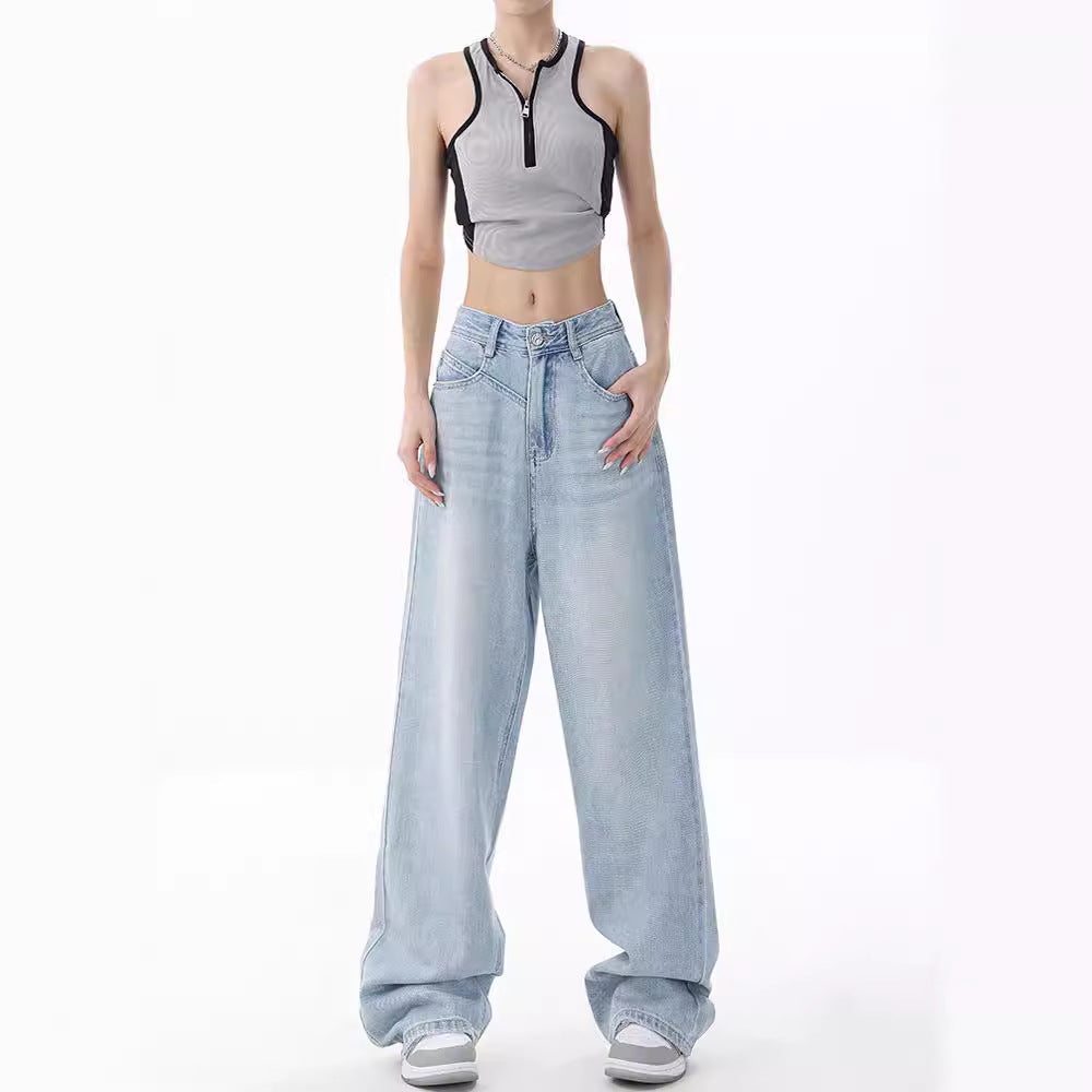 Damen Weite High-Waist Jeans mit lässigem Schnitt und modernem Design EB