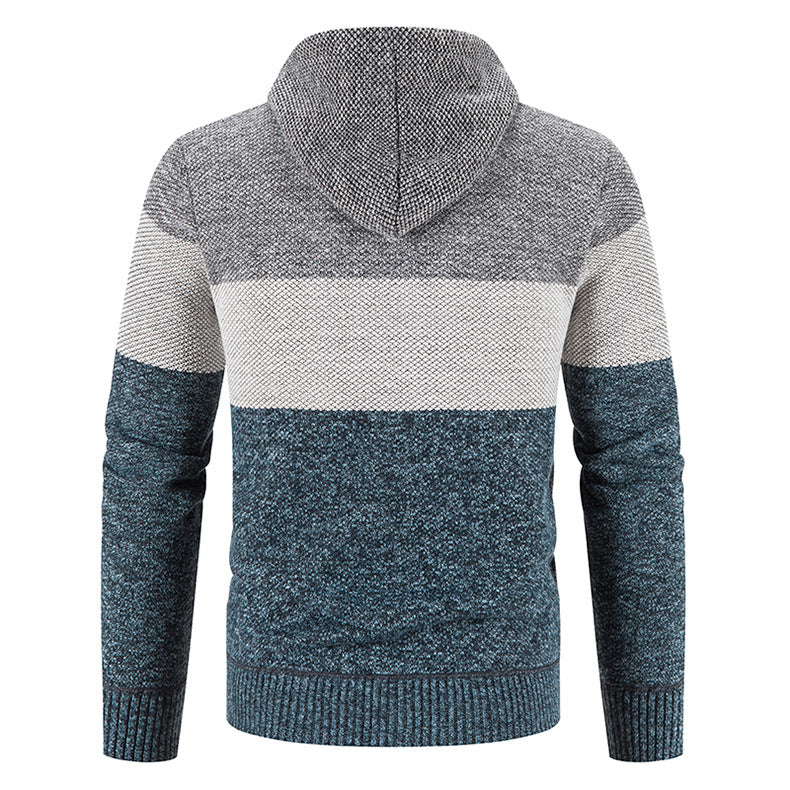 Herren modischer Strickjacke mit Kapuze und strukturiertem Design EB