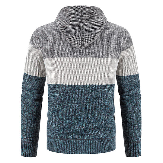 Herren modischer Strickjacke mit Kapuze und strukturiertem Design EB