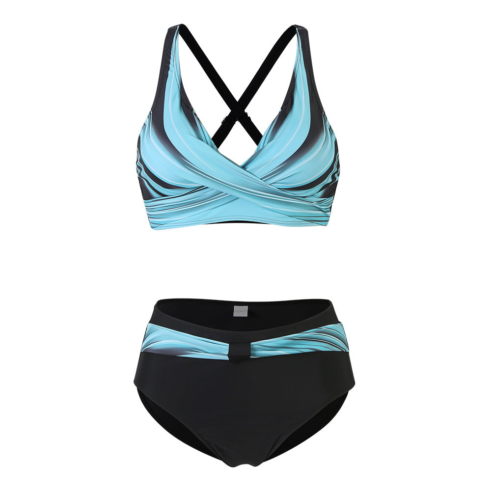 Damen Sportliches Bikini-Set mit trendigem Schnitt und modernem Grafikdesign EB