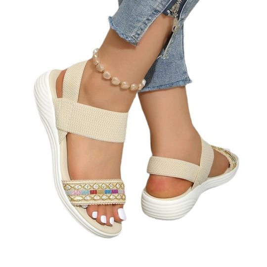 Damen Komfortable und modische Sandalen mit dekorativem Riemen EB