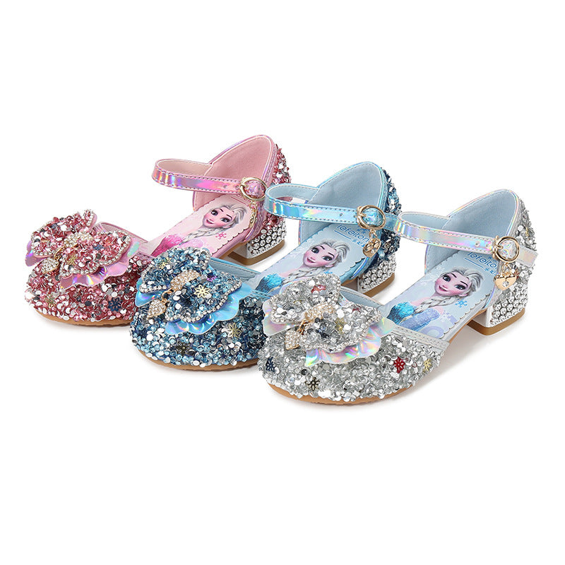 Mädchen Glitzernde Ballerinas mit Blumen- und Strassverzierung EB