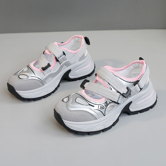 Damen Sportliche Sneakers mit verstellbarem Riemen und atmungsaktiver Obermaterialstruktur EB