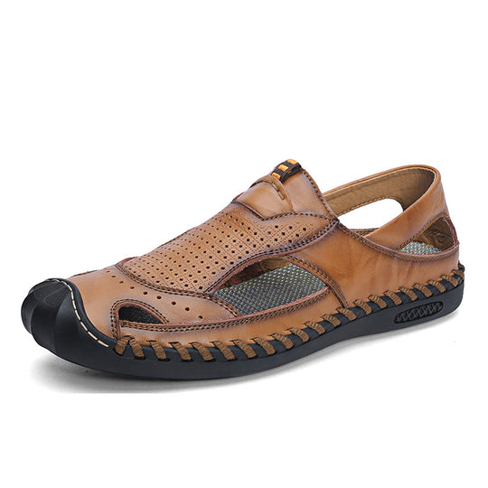 Herren Atmungsaktive Leder Freizeitschuhe mit rutschfester Sohle EB