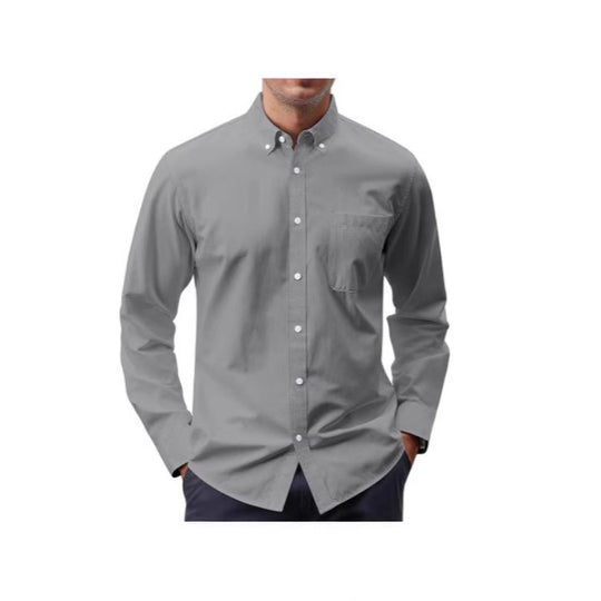 Herren nan Slim-Fit Oxford-Hemd mit Button-Down-Kragen, Brusttasche und elastischer Baumwollmischung EB