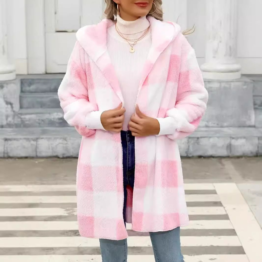 Damen Kuschelige Wolljacke mit Karomuster EB