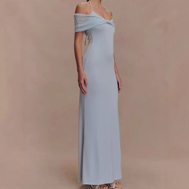 Damen Elegantes Maxikleid mit raffiniertem Schulterdesign EB