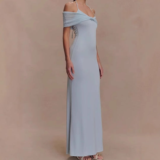 Damen Elegantes Maxikleid mit raffiniertem Schulterdesign EB