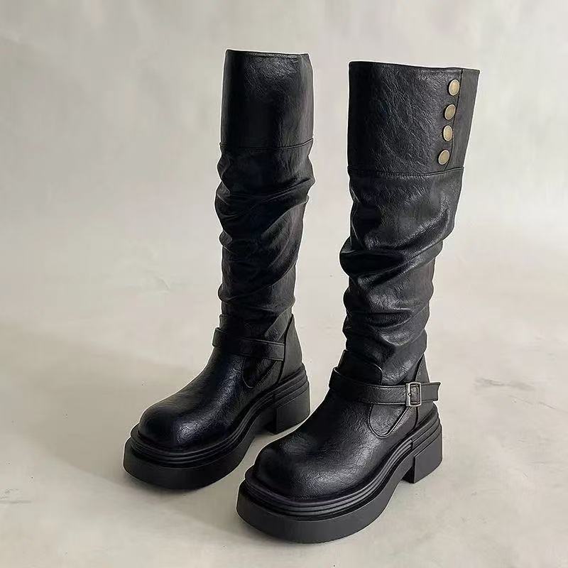 Damen Mode Stiefel mit eleganten Riemen und lässigem Design EB