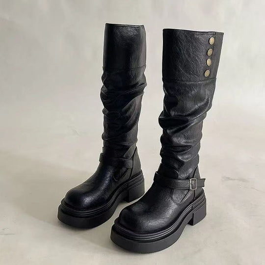 Damen Mode Stiefel mit eleganten Riemen und lässigem Design EB
