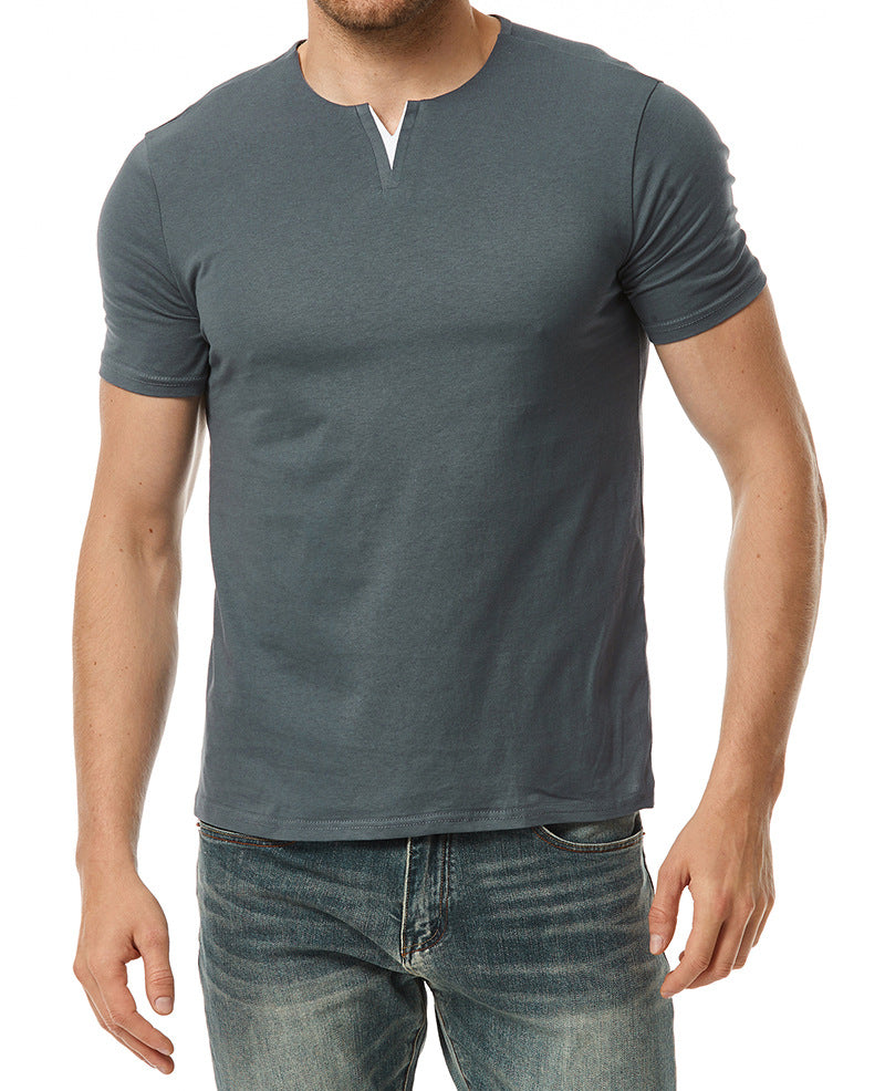 Herren Kurzarm-Henley-Shirt mit modernem Ausschnitt und bequemer Passform EB