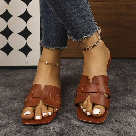Damen Flache Riemchensandalen aus hochwertigem Leder EB