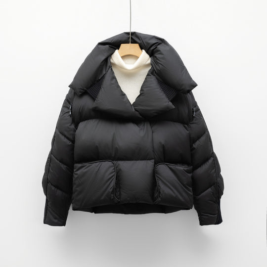 Damen modische verkürzte Steppjacke mit hoch geschlossenem Kragen und praktischen Taschen EB